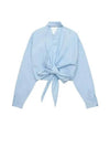 Tie Detail Crop Shirt Light Blue - AMI - BALAAN 3