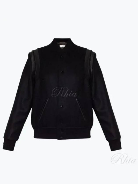 Women's Wool Varsity Bomber Jacket Black - SAINT LAURENT - BALAAN 2