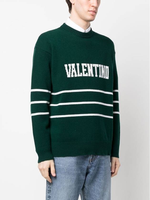 Men's Logo Crew Neck Knit Top Green - VALENTINO - BALAAN 4