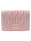 Matelasse Nappa Leather Card Wallet Pink - MIU MIU - BALAAN 1