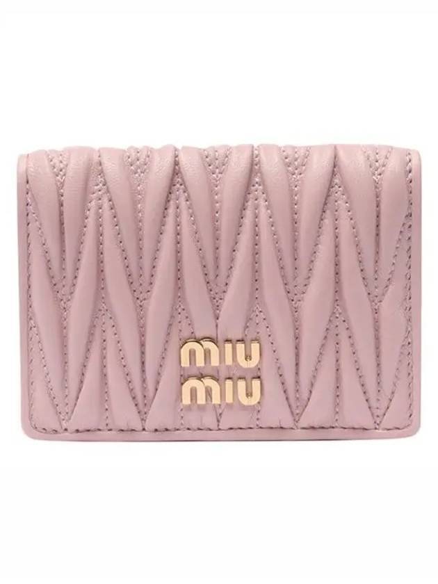 Matelasse Nappa Leather Card Wallet Pink - MIU MIU - BALAAN 1