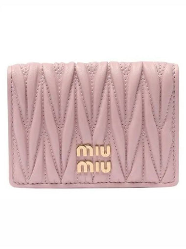 Matelasse Nappa Leather Card Wallet Pink - MIU MIU - BALAAN 1