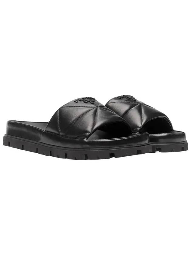 Quilted Nappa Leather Slide Slippers Black - PRADA - BALAAN 4