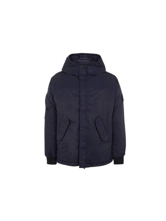 Nylon Twill Down Hooded Jacket Navy - STONE ISLAND - BALAAN 1