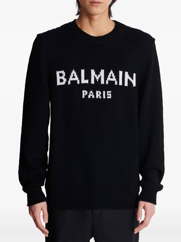 Logo Wool Knit Top Black - BALMAIN - BALAAN 6