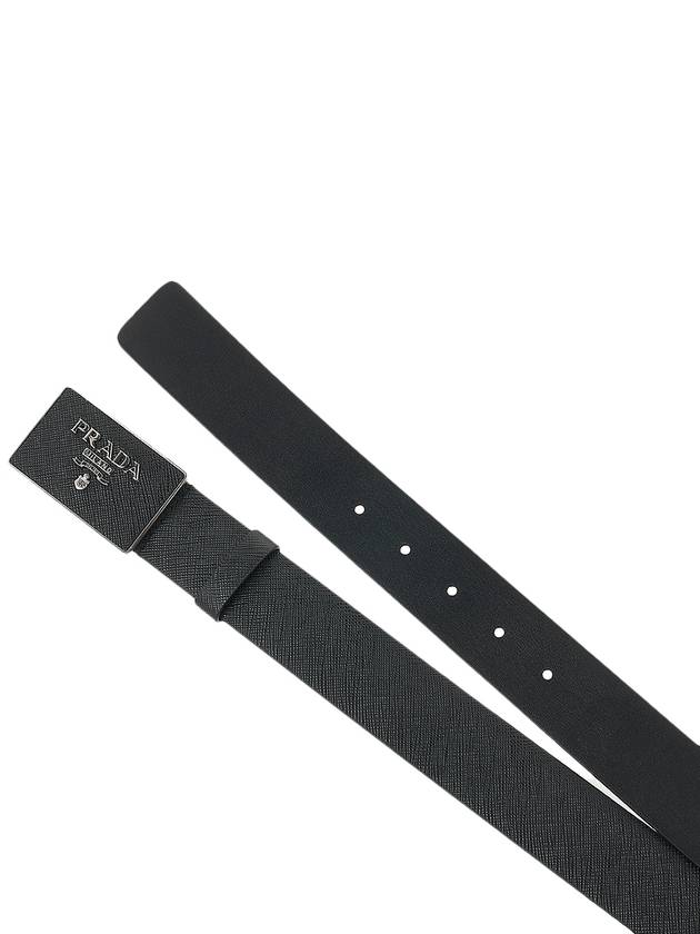 Metal Buckle Saffiano Leather Belt Black - PRADA - BALAAN 11