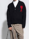 Black wool knit cardigan heart logo - AMI - BALAAN 2