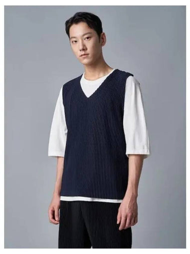 Basic V neck vest navy contemporary domestic product GM0024070244609 - ISSEY MIYAKE - BALAAN 1