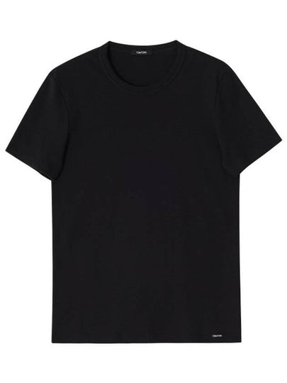 Cotton Crew Neck Short Sleeve T-Shirt Black - TOM FORD - BALAAN 2