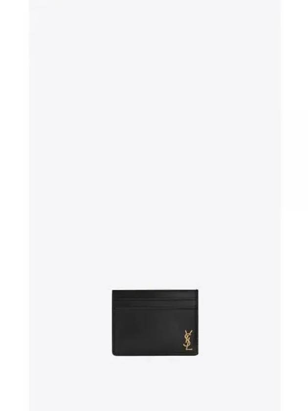 Tiny Monogram Shiny Leather Card Case Black - SAINT LAURENT - BALAAN 2