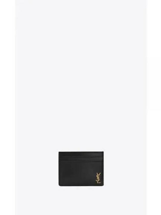 Tiny Monogram Shiny Leather Card Case Black - SAINT LAURENT - BALAAN 2