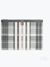 Madras 4 Bar Stripe Clutch Bag Grey - THOM BROWNE - BALAAN 2