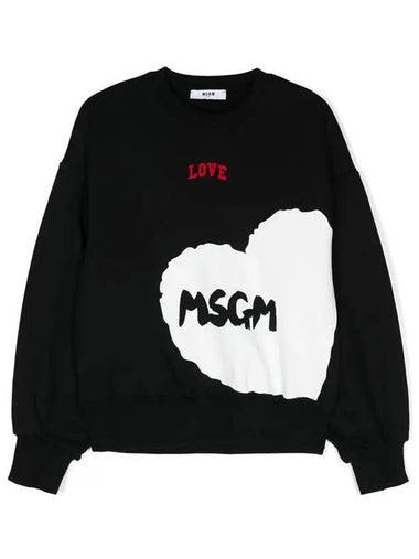 Kids Heart Logo Overfit Sweatshirt Black - MSGM - BALAAN 1