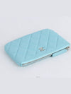 Classic mini pouch light blue silver lambskin 72475 - CHANEL - BALAAN 4