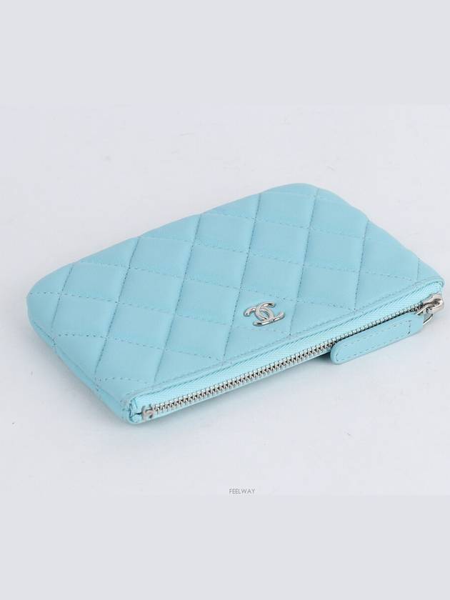 Classic mini pouch light blue silver lambskin 72475 - CHANEL - BALAAN 4