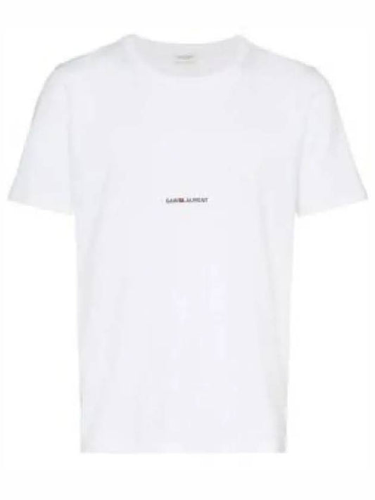 Men's Small Logo Short Sleeve T-Shirt White - SAINT LAURENT - BALAAN 2