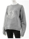 Logo Cashmere Crew Neck Knit Top Dark Grey Melange - MONCLER - BALAAN 3