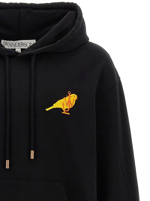 Canary Embroidered Drawstring Hoodie Black - JW ANDERSON - BALAAN 4