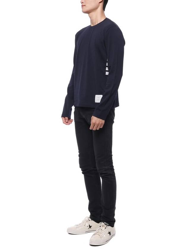 Wool Jersey 4-Bar Long Sleeve T-Shirt Navy - THOM BROWNE - BALAAN 5