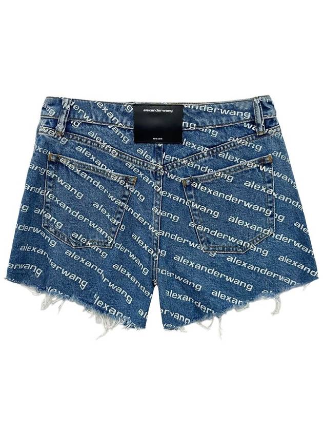 Byte Logo Monogram Denim Shorts Blue - ALEXANDER WANG - BALAAN 3