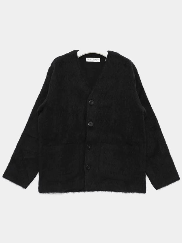 Mohair V-Neck Relaxed Fit Wool Cardigan Black - OUR LEGACY - BALAAN 2