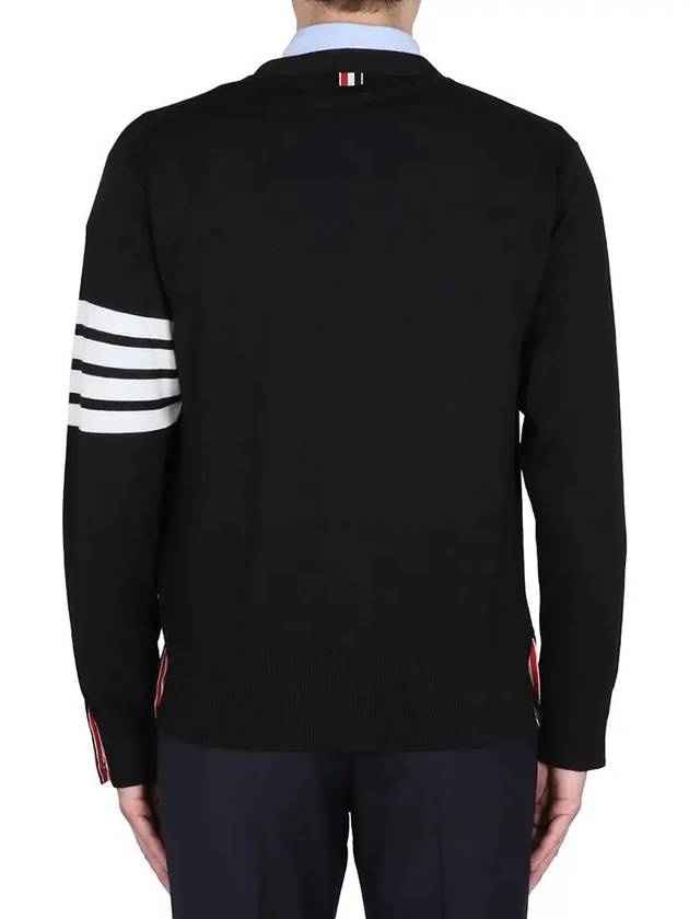 Men's Sustainable Classic Diagonal Wool Cardigan Black - THOM BROWNE - BALAAN 3