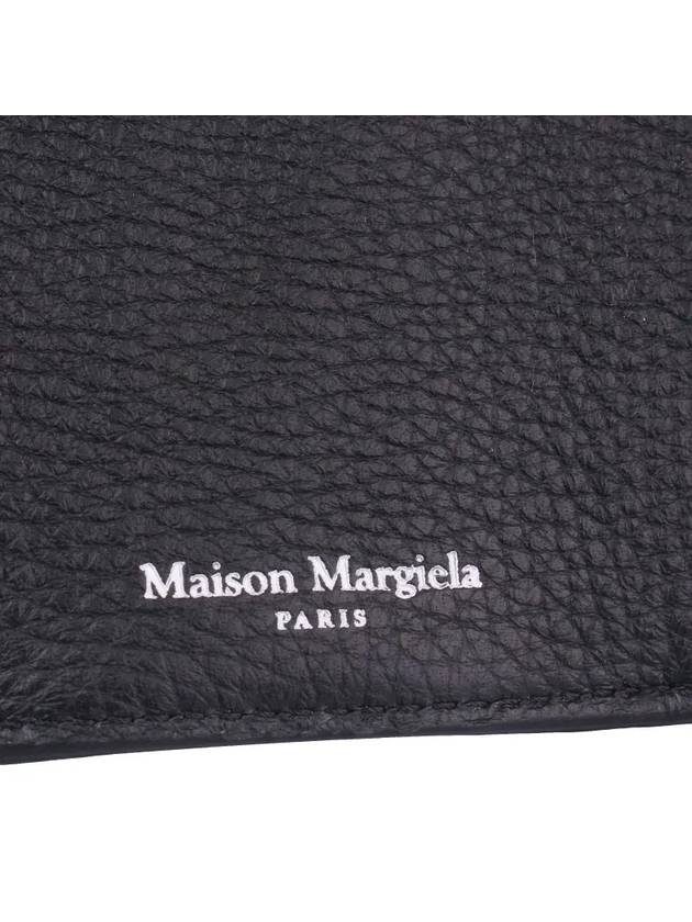 Trifold Stitched Leather Half Wallet Black - MAISON MARGIELA - BALAAN.