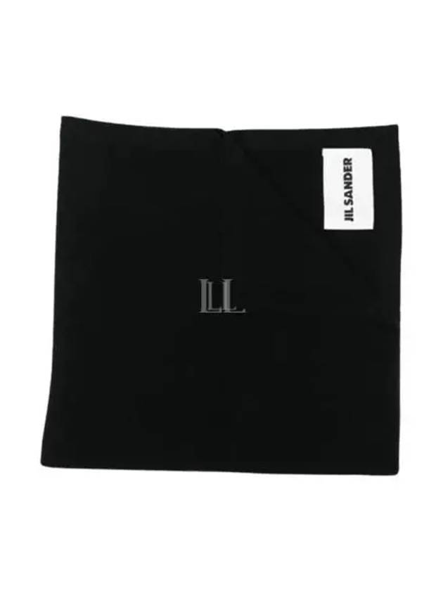 Logo Patch Cashmere Muffler Black - JIL SANDER - BALAAN 2