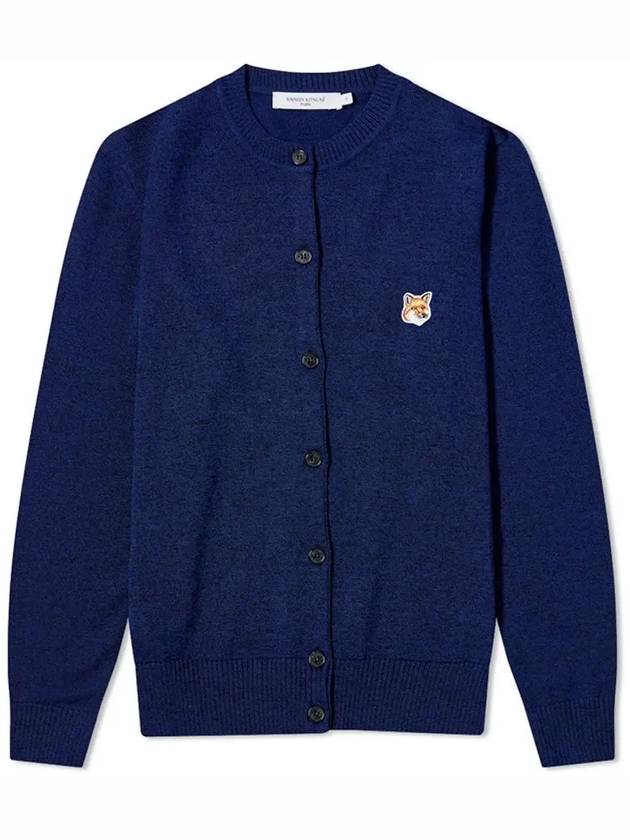 Fox Head Patch Knit Wool Cardigan Navy Melange - MAISON KITSUNE - BALAAN 3