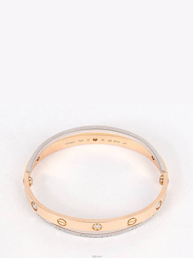 B Love Bracelet Pave Diamond Pink Gold White 17 73878 - CARTIER - BALAAN 3