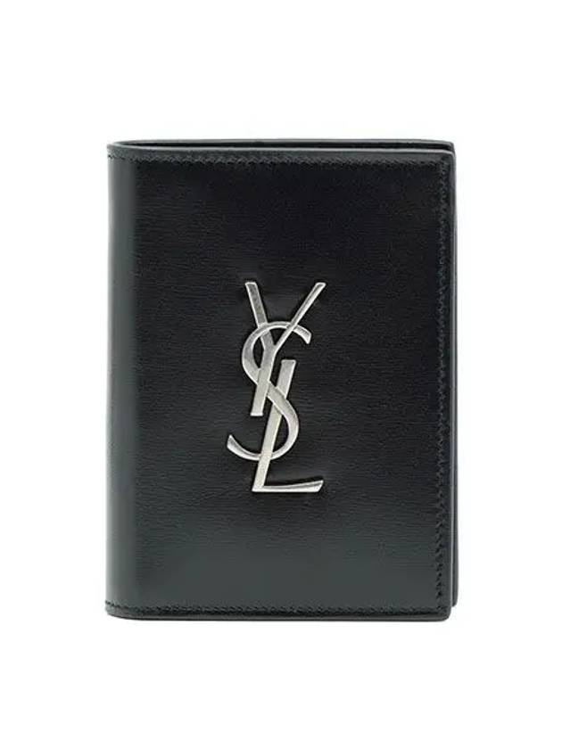 Men's Silver Monogram Fold Half Wallet Black - SAINT LAURENT - BALAAN 2