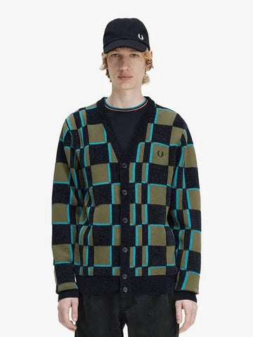 Sharp Glitch Checkerboard Cardigan Q41 AFPM2336512 Black - FRED PERRY - BALAAN 1