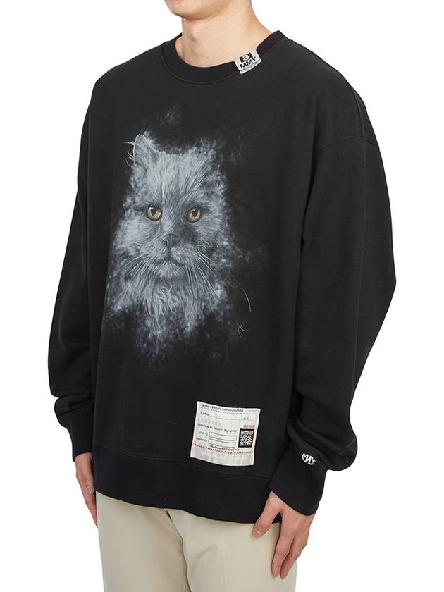 Men's Cat Print Sweatshirt Black - MIHARA YASUHIRO - BALAAN 4