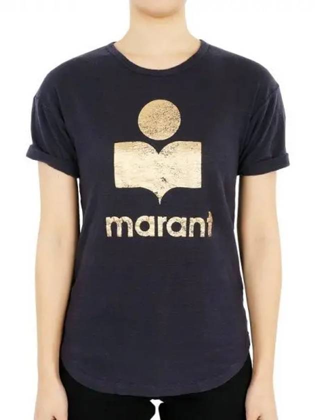 Women s Etoile Coldy Logo Short Sleeve Navy Gold TS0004FA A1N10E FNGO 271517 1053746 - ISABEL MARANT - BALAAN 1