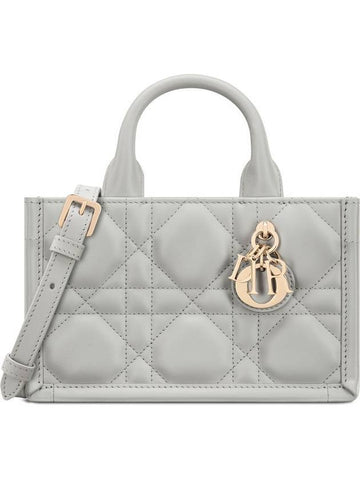 Macrocannage Calfskin Strap Mini Book Tote Bag Grey - DIOR - BALAAN 1