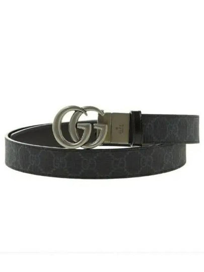 GG Marmont Silver Reversible Thin Belt Black - GUCCI - BALAAN 2