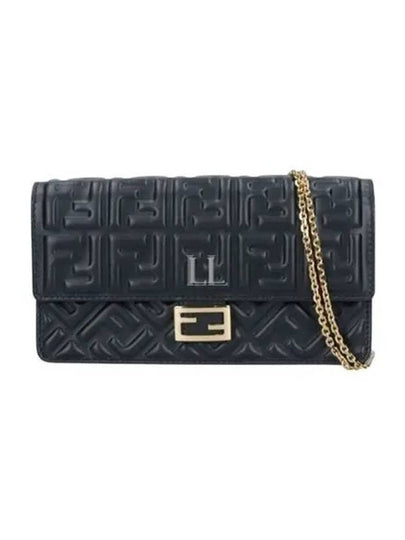 FF Baguette Nappa Leather Long Wallet Black - FENDI - BALAAN 2