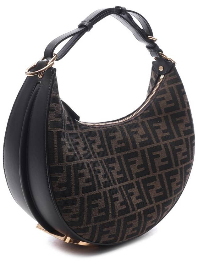 Fendigraphy FF Logo Small Fabric Hobo Shoulder Bag Brown - FENDI - BALAAN 4