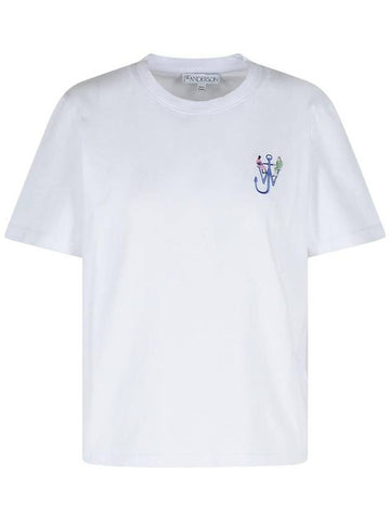 JW Anderson 'Anchor' White Cotton T-Shirt - JW ANDERSON - BALAAN 1