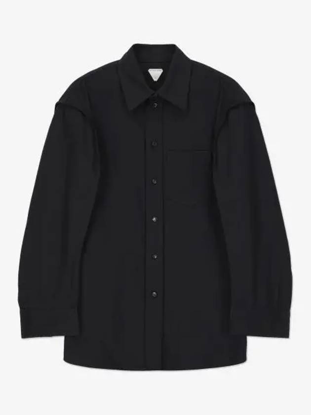 Regular Fit Cotton Twill Long Sleeve Shirt Dark Knight - BOTTEGA VENETA - BALAAN 2