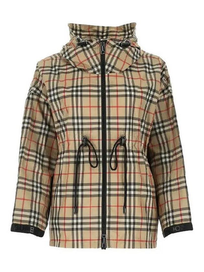 Logo Tape Vintage Check Hooded Jacket Archive Beige - BURBERRY - BALAAN 2