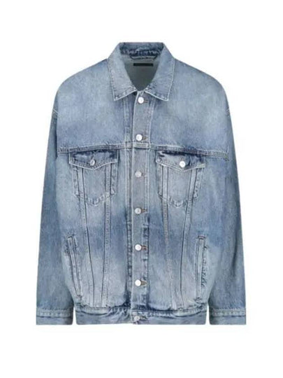 Back Logo Print Oversized Denim Jacket Blue - BALENCIAGA - BALAAN 2