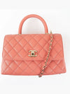 Small Coco Handle Flap Bag Pink Caviar Champagne Gold A92990 - CHANEL - BALAAN 3