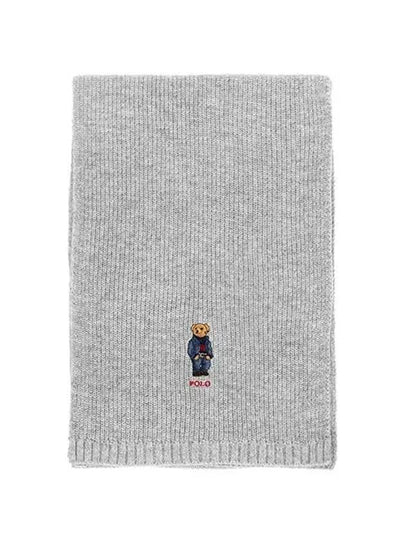 Embroidered Bear Wool Muffler Grey Heather - POLO RALPH LAUREN - BALAAN 2