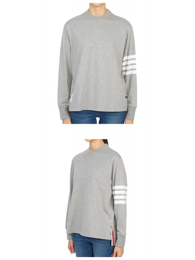 Engineered 4 Bar Medium Weight Jersey Oversized Long Sleeved T-Shirt Light Grey - THOM BROWNE - BALAAN 5