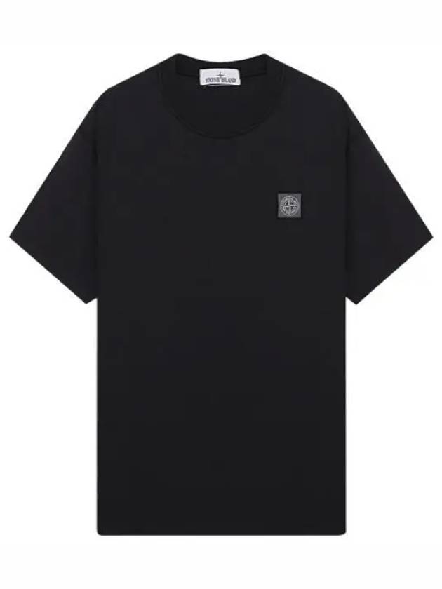 Shortsleeved Tshirt Pisato effect logo patch - STONE ISLAND - BALAAN 1