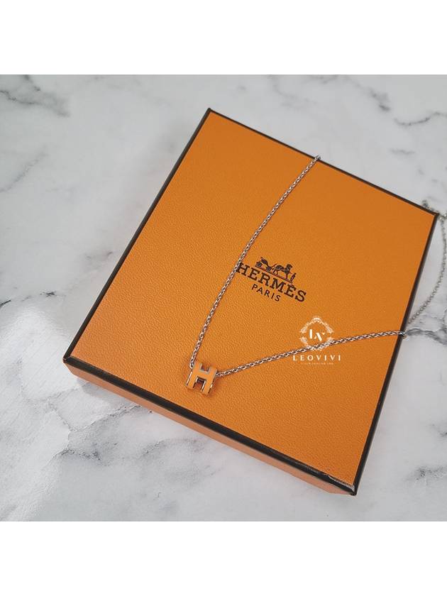 Mini Pop-Ache H Pendant Silver Necklace Orange - HERMES - BALAAN.