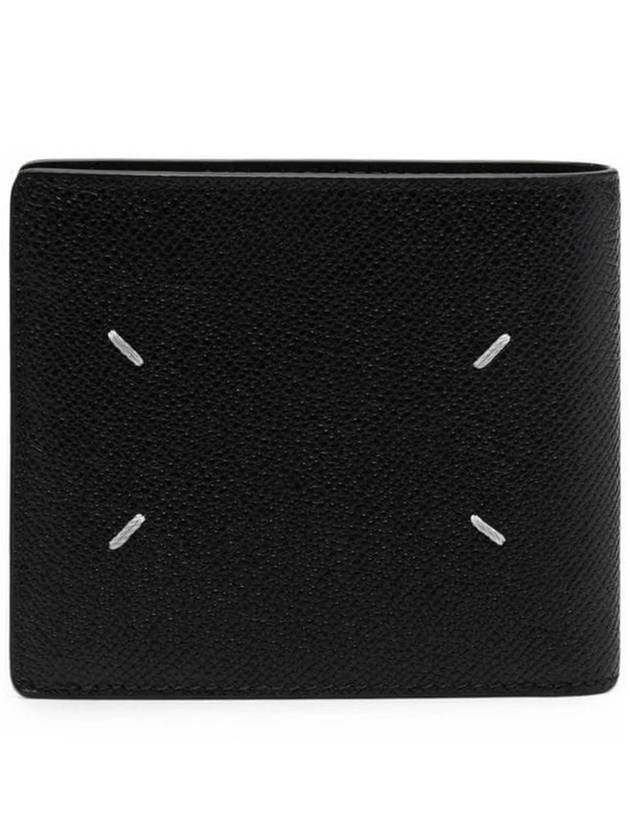 Stitched Bifold Leather Half Wallet Black - MAISON MARGIELA - BALAAN 2