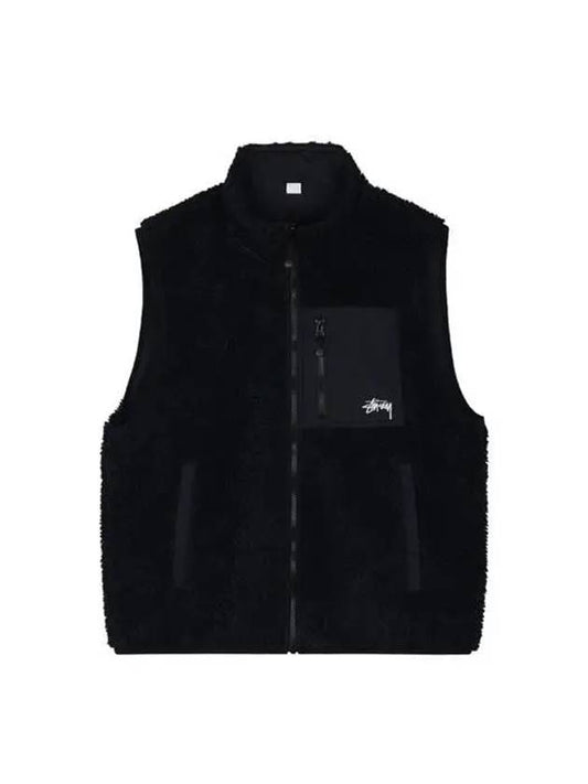 Unisex Sherpa Reversible Vest Black 118528 0001 - STUSSY - BALAAN 1
