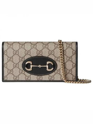 Horsebit 1955 Chain Long Wallet Black Beige - GUCCI - BALAAN 1